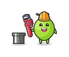Character Illustration of coconut as a plumber vector