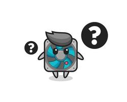 Cartoon Illustration of computer fan with the question mark vector