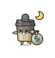 Illustration of coffee cup cartoon is stolen the money vector