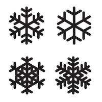 Set of silhouettes snowflakes on White. Vector Illustration.