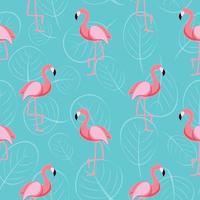 Cute Retro Seamless Flamingo Pattern Background Vector Illustration