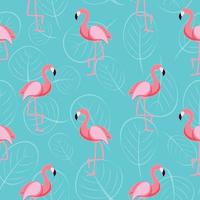 Cute Retro Seamless Flamingo Pattern Background Vector Illustration