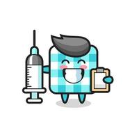 Mascot Illustration of checkered tablecloth as a doctor vector