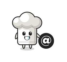 Cartoon Illustration of chef hat standing beside the At symbol vector