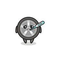 car wheel mascot character with fever condition vector