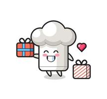 chef hat mascot cartoon giving the gift vector