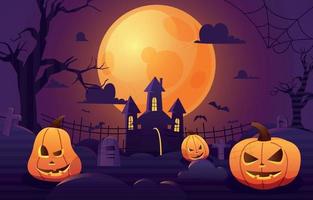 Halloween Background with Bunch of Smiling Pumpkins vector