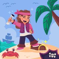 Pirate Girl Finds Treasure vector