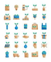 set of flat eco friendly icons vector