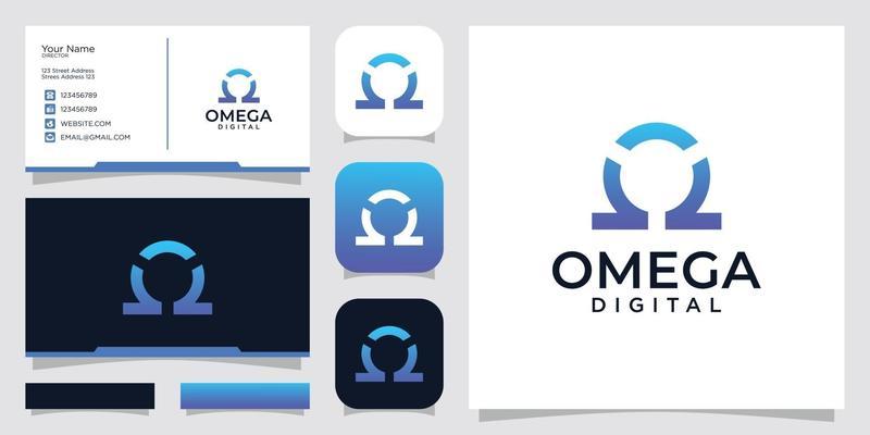 simple omega digital vector. inspiration business card, icon app