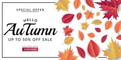 Autumn sale background template design vector