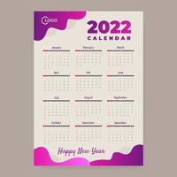 2022 calendar template vector