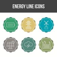 conjunto de iconos de vector de línea de energía