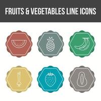 conjunto único de iconos vectoriales de frutas y verduras vector