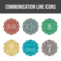 conjunto de iconos de vector de línea de comunicación única