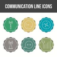 conjunto de iconos de vector de línea de comunicación única