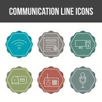 conjunto de iconos de vector de línea de comunicación única