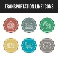 hermoso conjunto de iconos de línea única de transporte vector