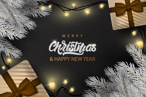 Merry Christmas banner with lettering text