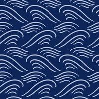 Ocean waves seamless pattern, classic blue color vector