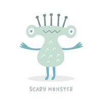 lindo personaje de monstruo de halloween, aislado en blanco vector