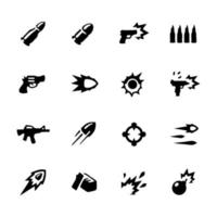 simple conjunto de iconos vectoriales relacionados con armas para su diseño. vector