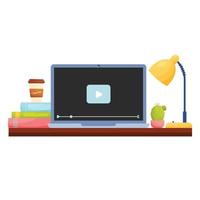 Online video on laptop vector