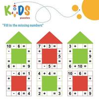 Fill in the missing numbers, printable math worksheet vector