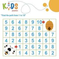 Printable number maze. Find the path from 1 to 10. vector