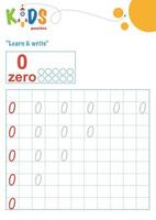 Learn and write numbers. Printable math worksheet vector