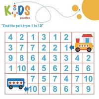 Printable number maze. Find the path from 1 to 10. vector