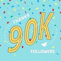 Followers set 90000 thank you vector