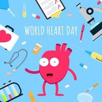 World heart day concept flat style design poster. vector