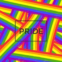 LGBT pride flag colors with brush strokes and text PRIDE vector