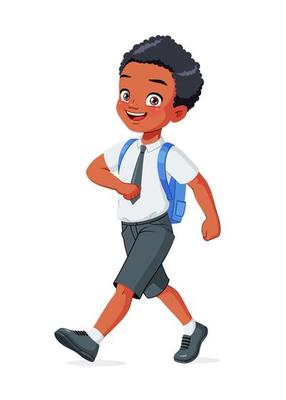 Happy Black school boy walking cartoon vector illustration 3310854 Vector  Art at Vecteezy