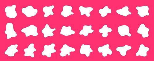 White abstract fluid shapes collection isolated on pink background vector