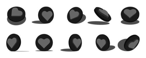 Heart 3d icon illustration with different views and angles vector