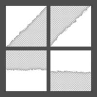 Blank white ripped torn square paper sheets collection vector