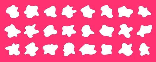 White abstract fluid shapes collection isolated on pink background vector