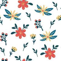 Flowers and berries seamless pattern. Creative floral texture. vector