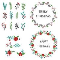 Set of christmas floral frame illustration vector