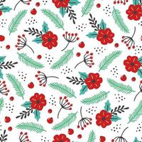 Christmas floral seamless pattern vector