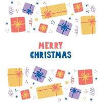 Christmas elements with gift box, package. vector