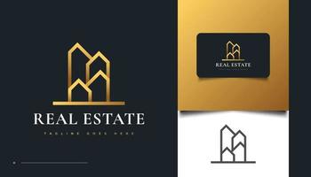 Abstract Gold Real Estate Logo Design with Line Style vector