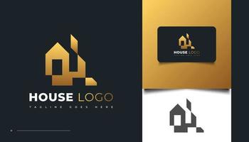 diseño de logotipo de bienes raíces simple y limpio en degradado dorado vector