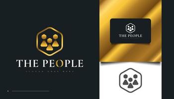 elegante diseño de logotipo de personas de oro vector