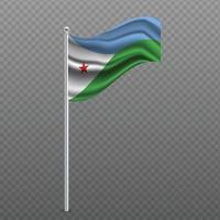 Djibouti waving flag on metal pole. vector