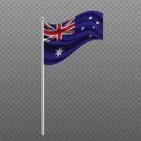 Australia waving flag on metal pole. vector