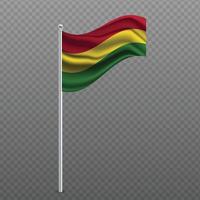 Bolivia waving flag on metal pole. vector