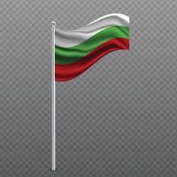 Bulgaria waving flag on metal pole. vector